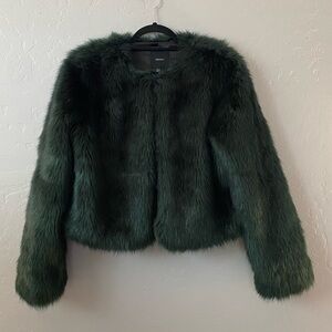 Faux Fur Crop Holiday Party Jacket
